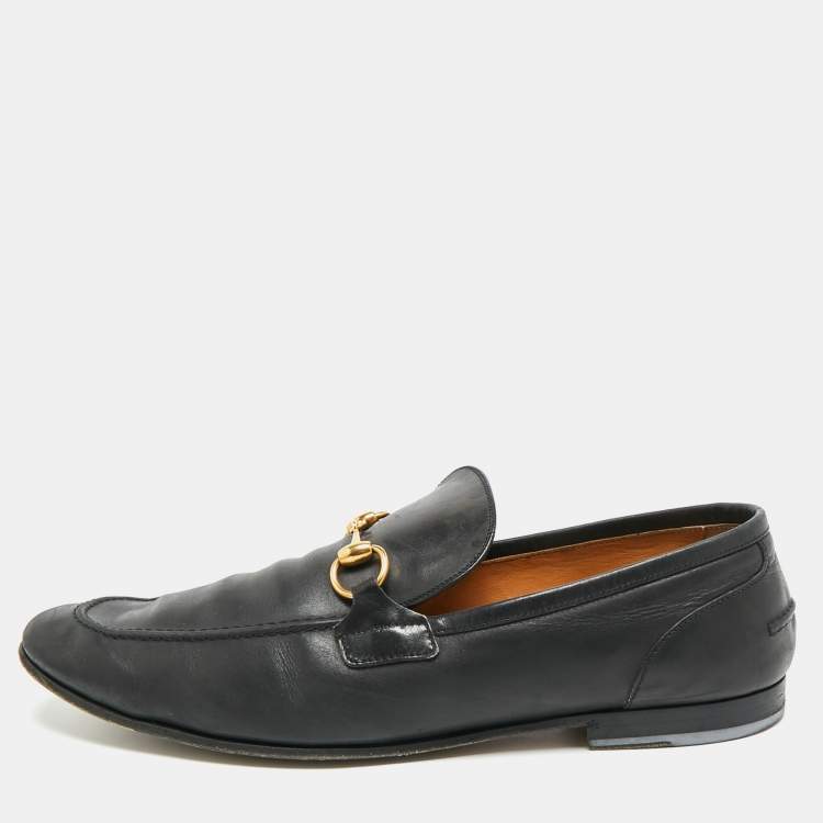 مملوكة مسبقًا Gucci Jordaan Size 44.5 Black Leather Horsebit Slip On Loafers