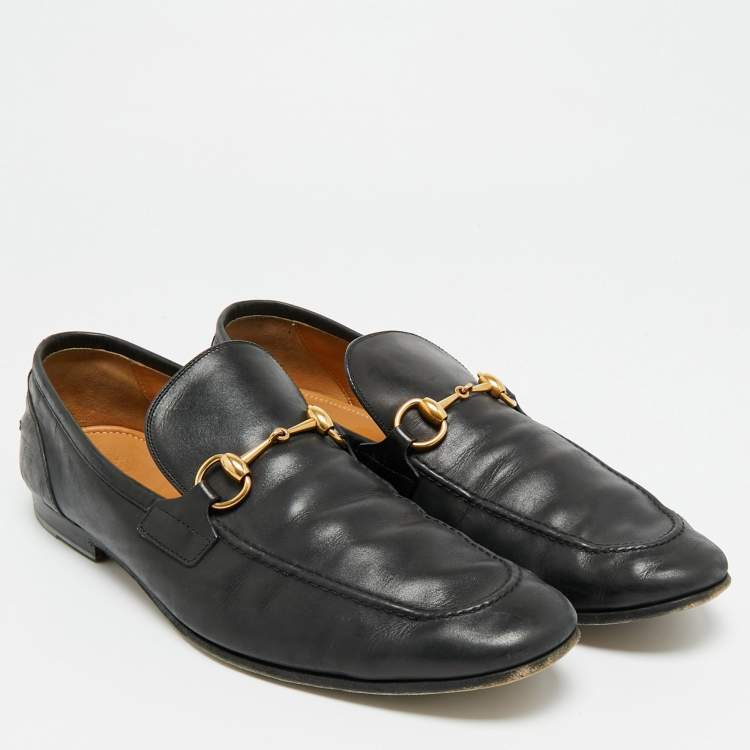مملوكة مسبقًا Gucci Jordaan Size 44.5 Black Leather Horsebit Slip On Loafers