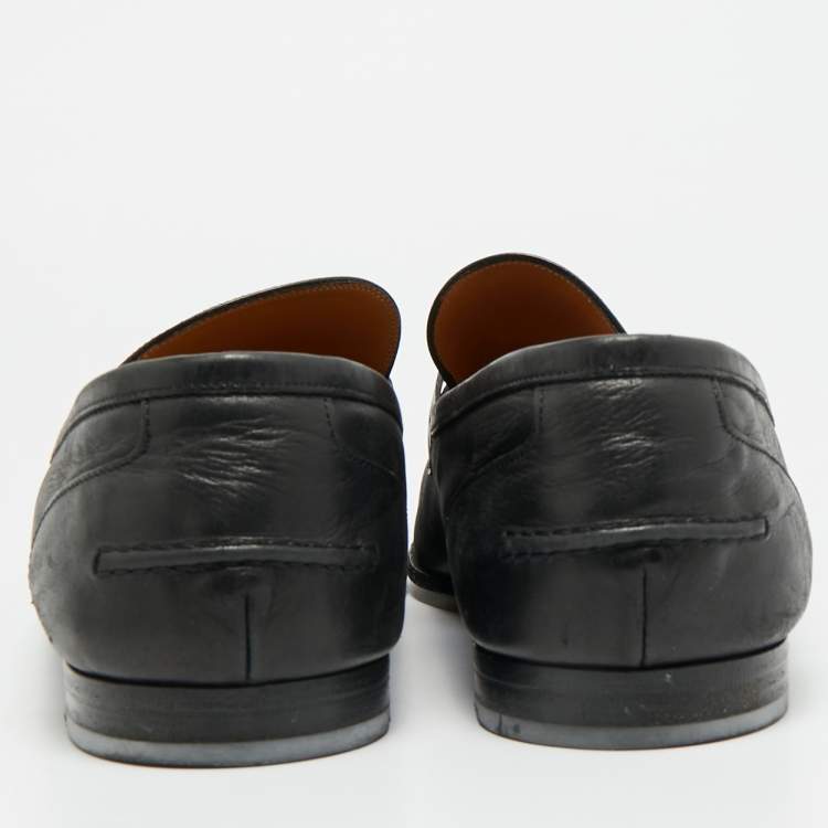 مملوكة مسبقًا Gucci Jordaan Size 44.5 Black Leather Horsebit Slip On Loafers