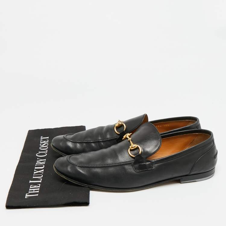 مملوكة مسبقًا Gucci Jordaan Size 44.5 Black Leather Horsebit Slip On Loafers