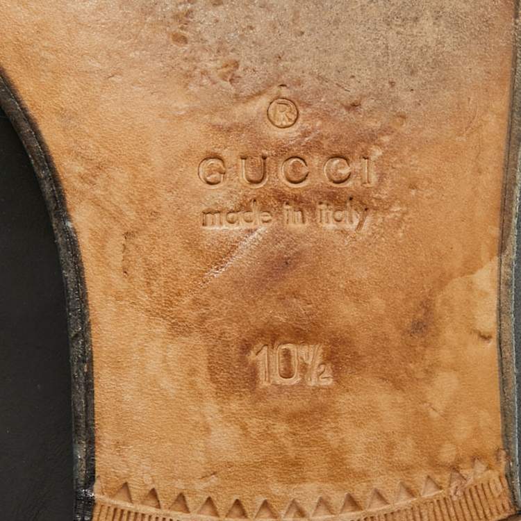 مملوكة مسبقًا Gucci Jordaan Size 44.5 Black Leather Horsebit Slip On Loafers