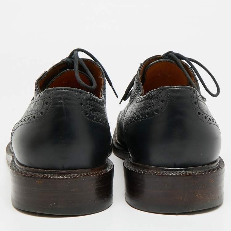 مملوكة مسبقًا Gucci Size 45.5 Black Brogue Leather Lace Up Oxfords