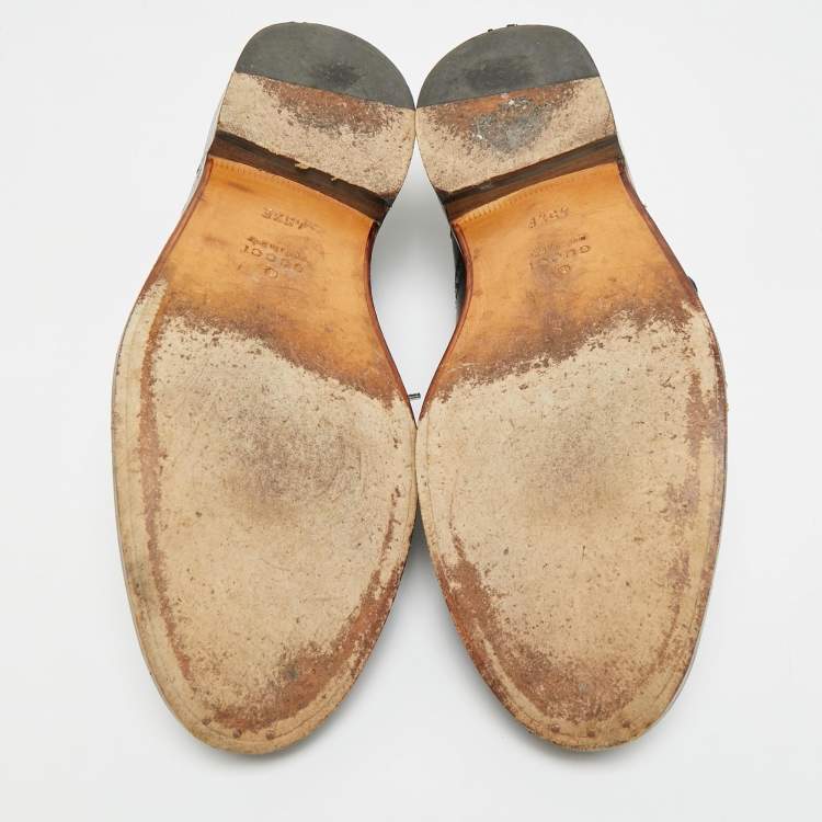 مملوكة مسبقًا Gucci Size 45.5 Black Brogue Leather Lace Up Oxfords