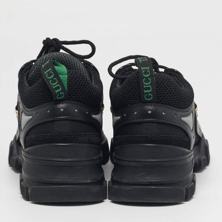 Pre Owned Gucci Flashtrek Size 40 Black Leather and Suede Sneakers