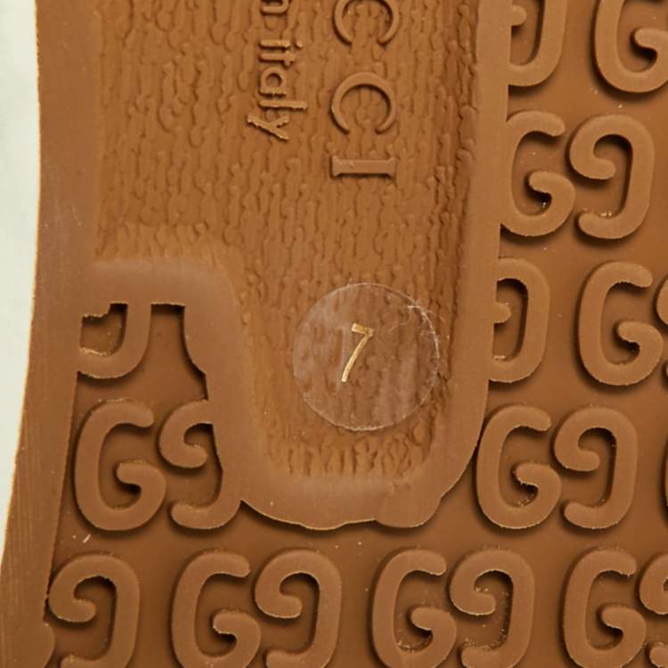 Pre Owned Gucci Tennis 1977 Size 41 Cream/Green Canvas Low Top Sneakers