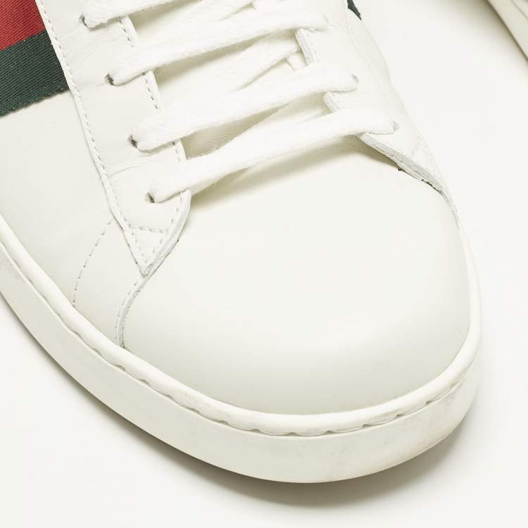 Pre Owned Gucci Ace Size 43.5 Multicolor Leather Stripe Web High Top Sneakers