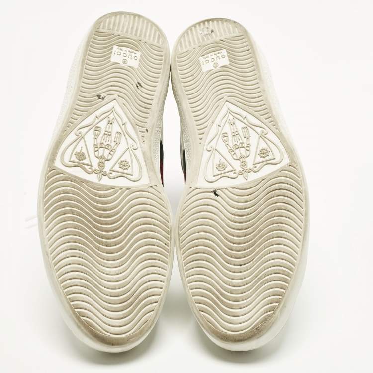 Pre Owned Gucci Ace Size 43.5 Multicolor Leather Stripe Web High Top Sneakers