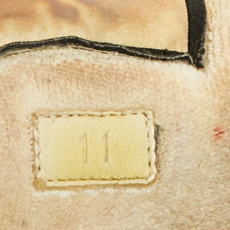 Pre Owned Gucci Screener Size 45 Beige Canvas and Nubuck Leather Web Low Top Sneakers