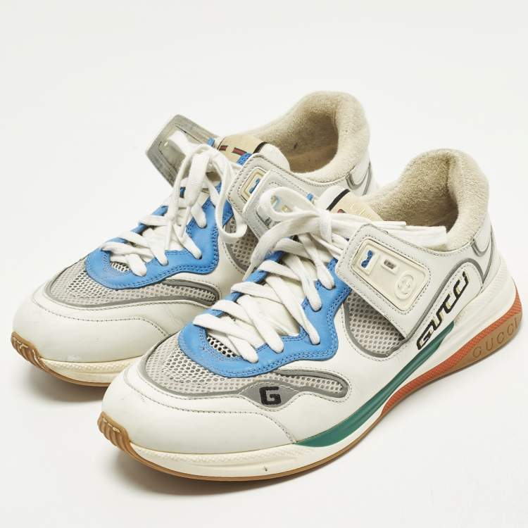 Pre Owned Gucci Ultrapace Size 42 Multicolor Leather and Mesh Lace Up Sneakers