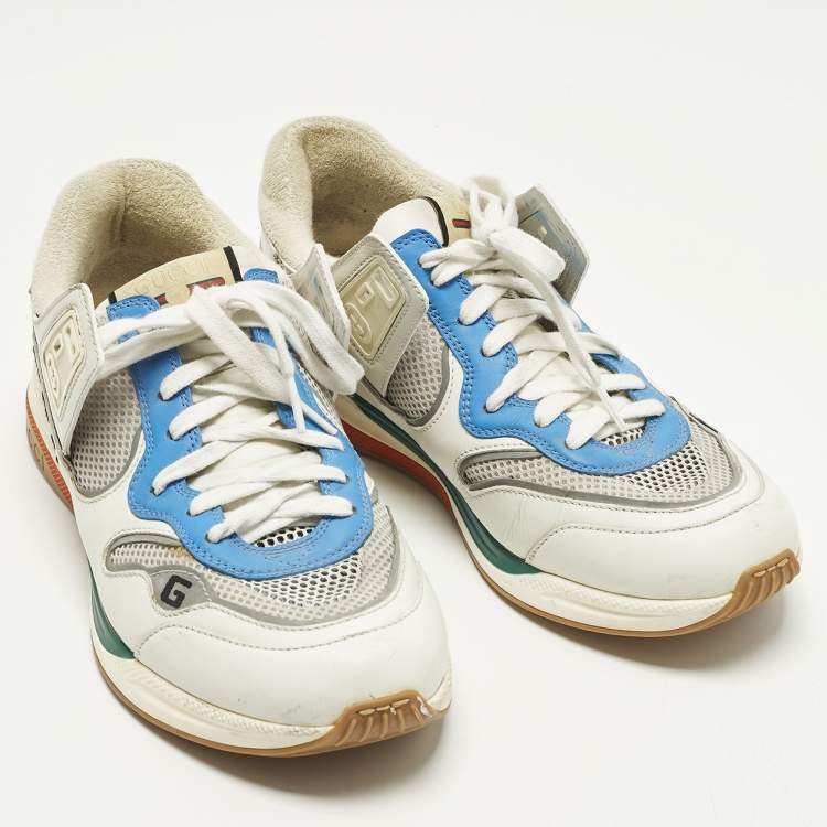 Pre Owned Gucci Ultrapace Size 42 Multicolor Leather and Mesh Lace Up Sneakers