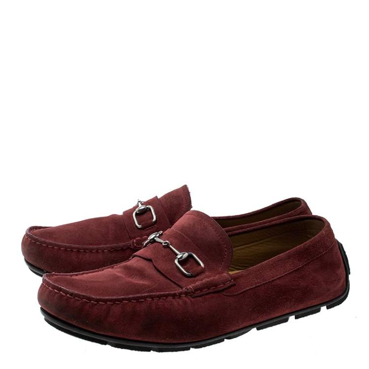 red suede gucci loafers
