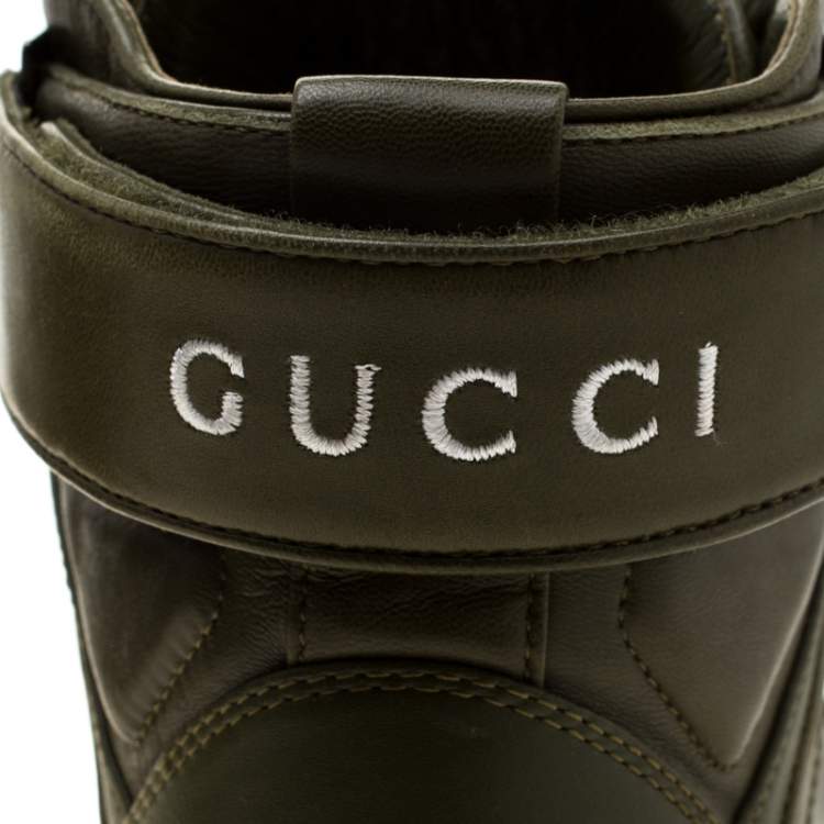Pre Owned Gucci EverGreen Leather BasketBall High Top Sneakers Size 41