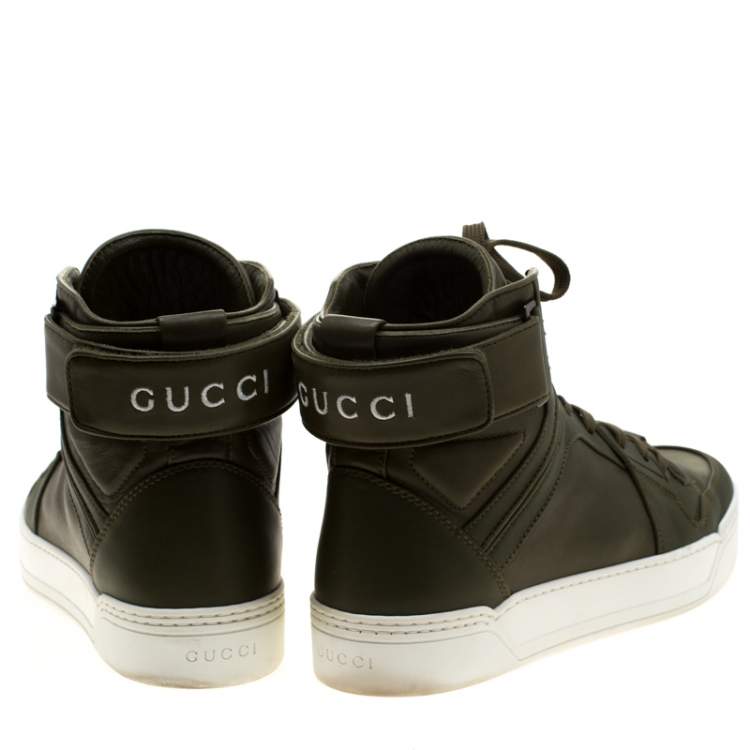 Pre Owned Gucci EverGreen Leather BasketBall High Top Sneakers Size 41