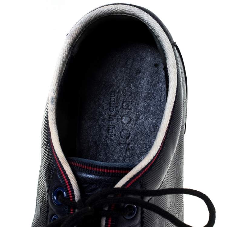 Pre Owned Gucci Metallic Blue GG Supreme Canvas And Leather Barcelona Low Top Sneakers Size 42.5