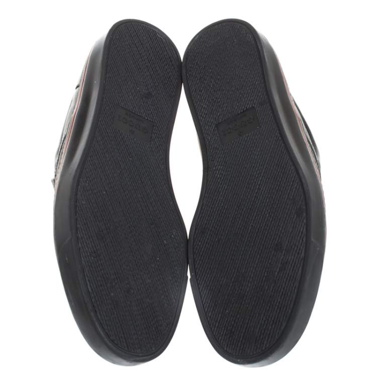 Pre Owned Gucci Black Guccissima Leather Slip On Sneakers Size 40.5