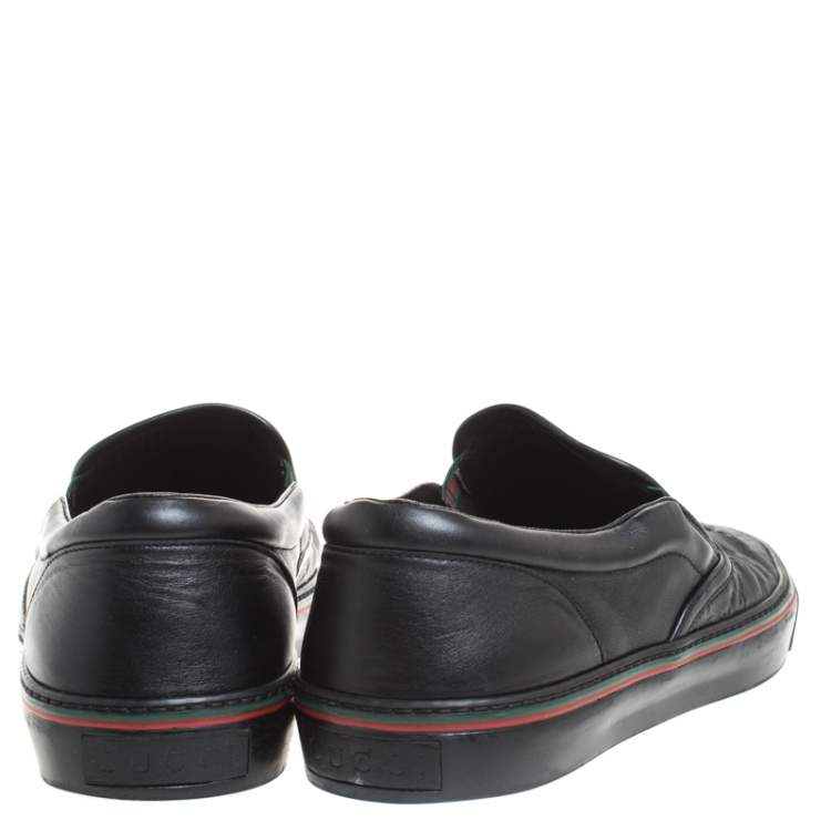 Pre Owned Gucci Black Guccissima Leather Slip On Sneakers Size 40.5