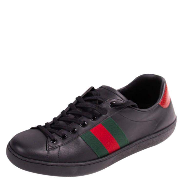 Gucci Black Leather Ace Sneakers Size 