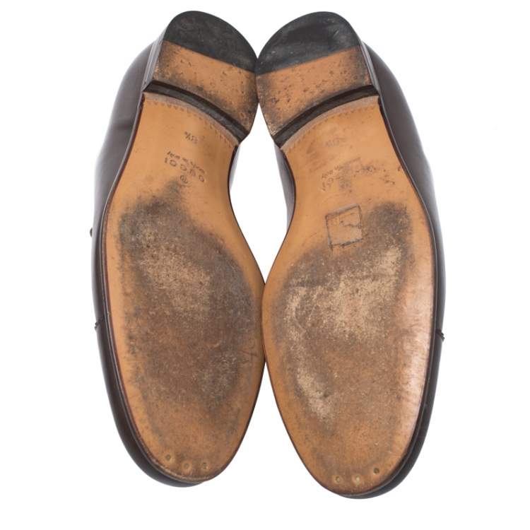 Pre Owned Gucci Dark Brown Leather Oxfords Size 42.5