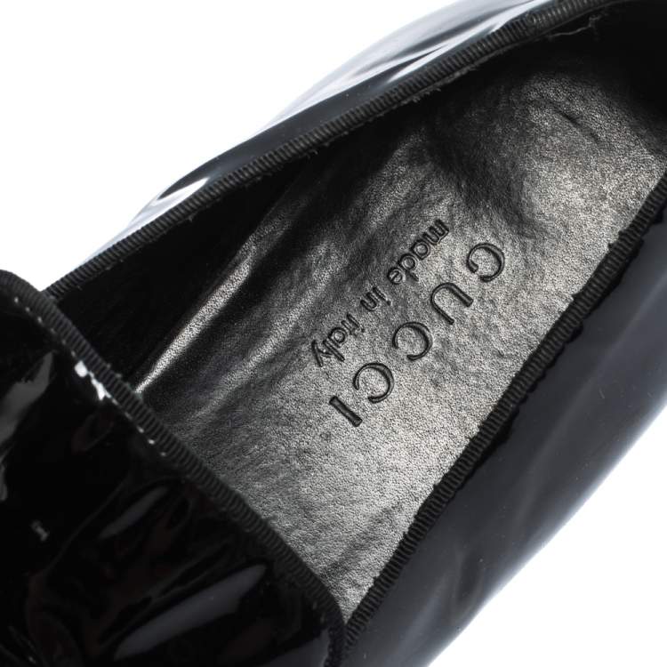 Pre Owned Gucci Black Patent Leather Smoking Slippers Size 42
