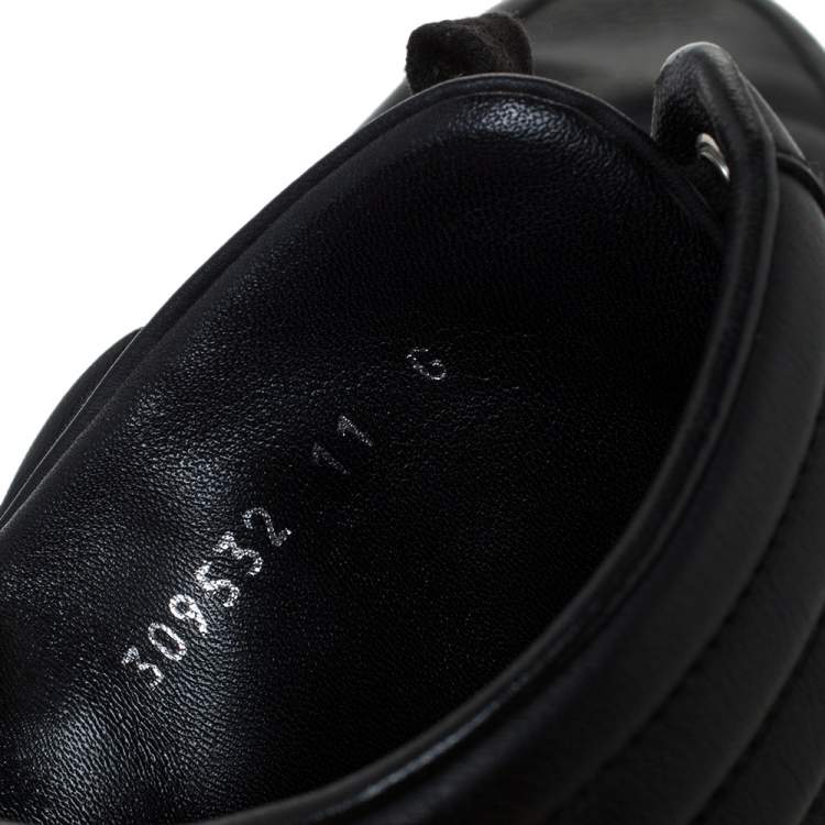 Pre Owned Gucci Black Leather Viaggio Web Detail High Top Sneakers Size 45