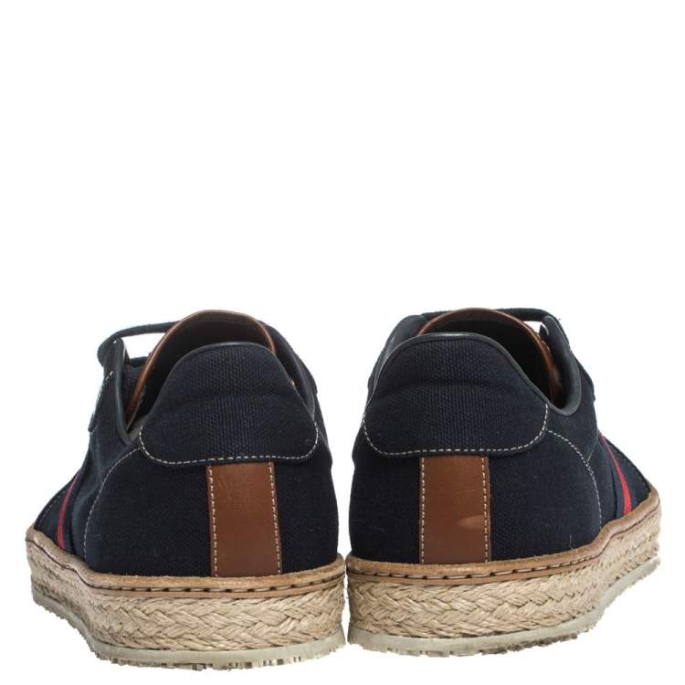 Pre Owned Gucci Blue Canvas Low Top Espadrille Sneakers Size 42.5