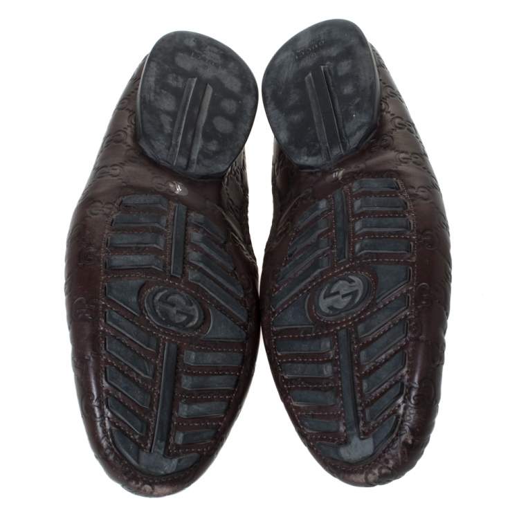 Pre Owned Gucci Brown Guccissima Leather Penny Loafers Size 45