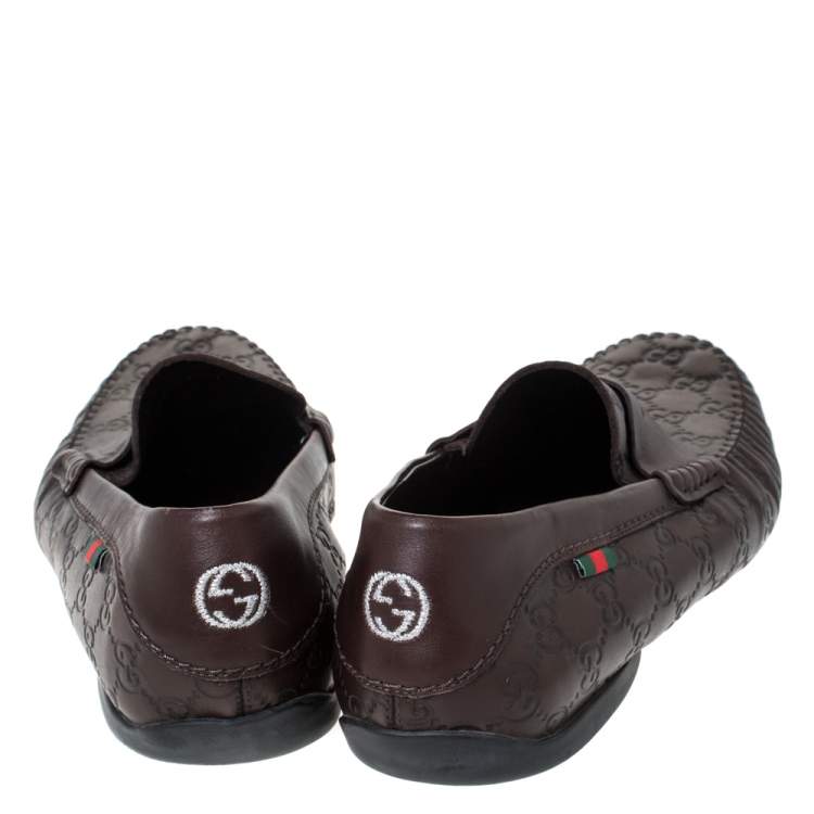 Pre Owned Gucci Brown Guccissima Leather Penny Loafers Size 45