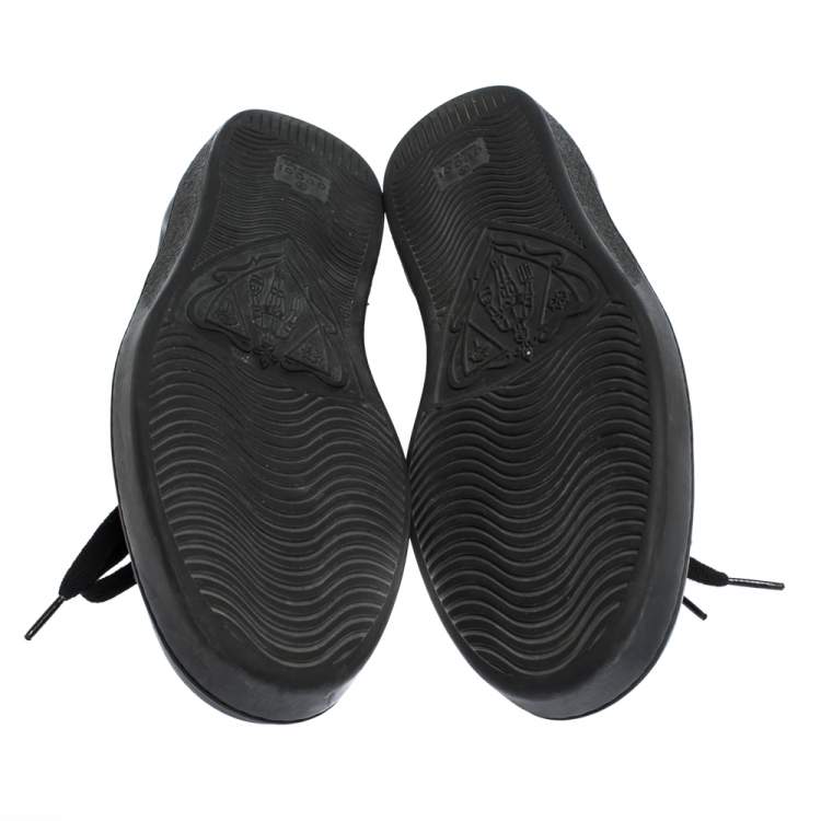 Pre Owned Gucci Black Leather Ace Web Bee Low Top Lace Up Sneakers Size 43.5
