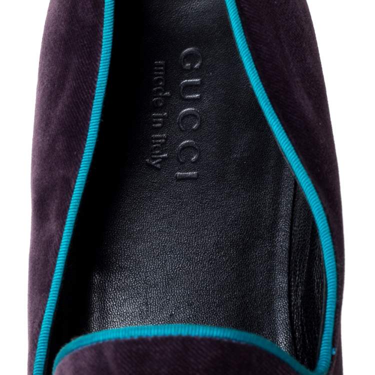 Pre Owned Gucci Purple Velvet G Embroidered Smoking Slippers Size 44.5