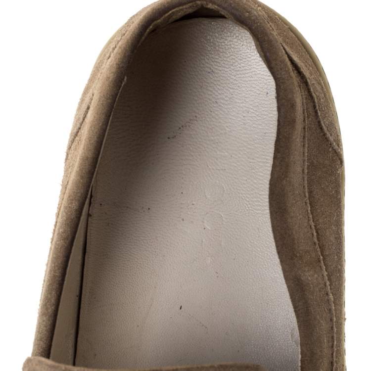 Pre Owned Gucci Grey Suede Horsebit Loafers Size 44