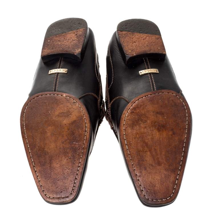 Pre Owned Gucci Black Leather Horsebit Loafers Size 43