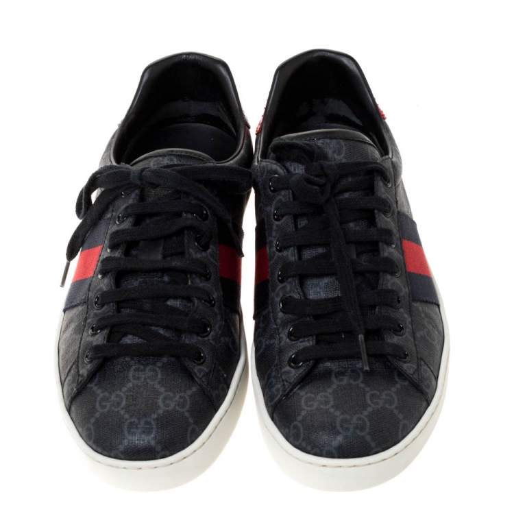 Pre Owned Gucci Black GG Canvas Ace Low Top Sneakers Size 41