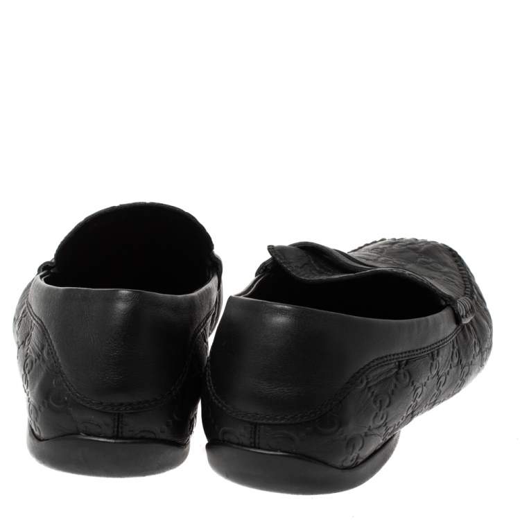 Pre Owned Gucci Black Guccissima Leather Penny Loafers Size 41