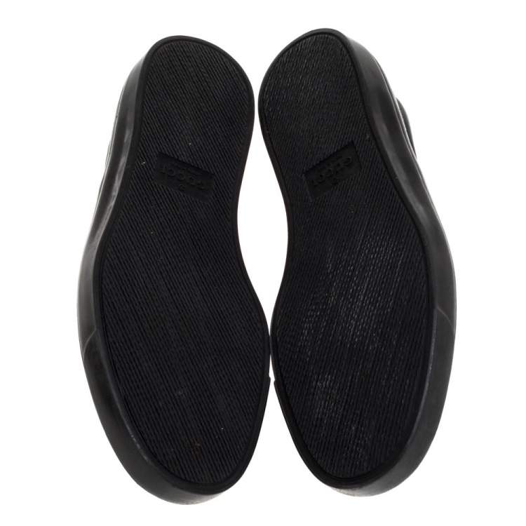 Pre Owned Gucci Black Diamante Leather Slip On Sneakers Size 40