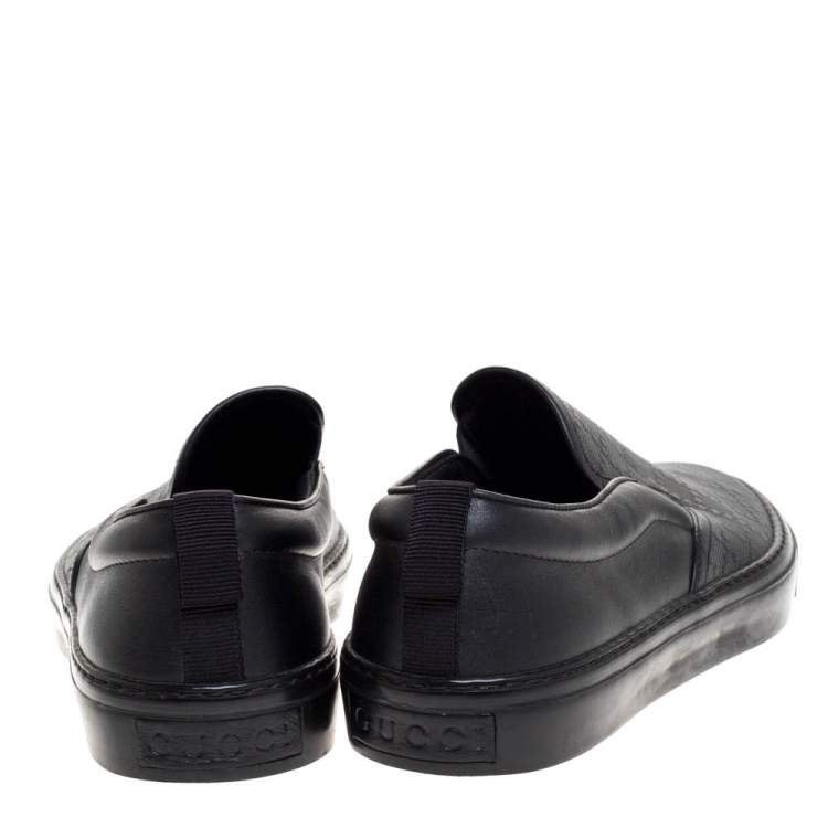 Pre Owned Gucci Black Diamante Leather Slip On Sneakers Size 40