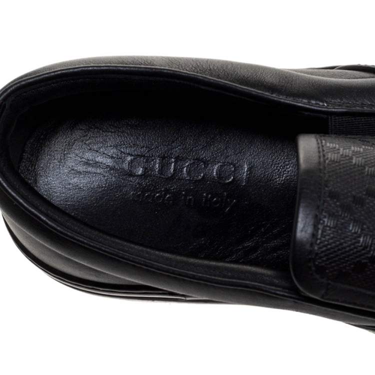 Pre Owned Gucci Black Diamante Leather Slip On Sneakers Size 40