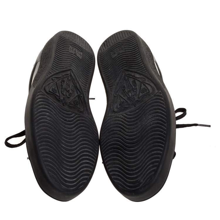 Pre Owned Gucci Black Leather Ace Web Bee Low Top Sneakers Size 45