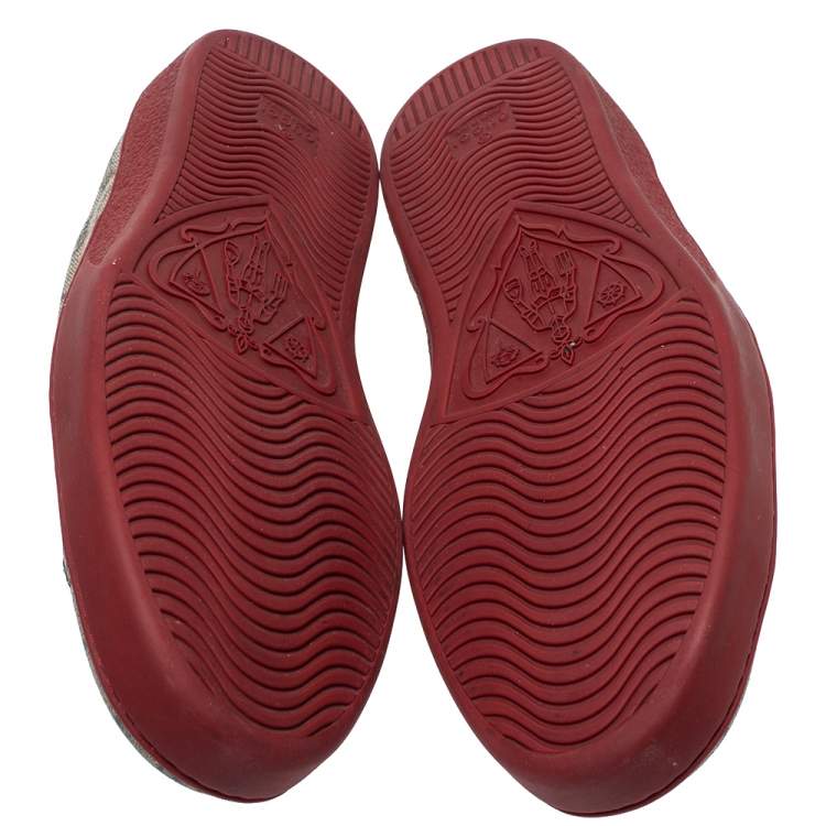 Pre Owned Gucci Red/Beige GG Supreme Canvas Ace Low Top Sneakers Size 45