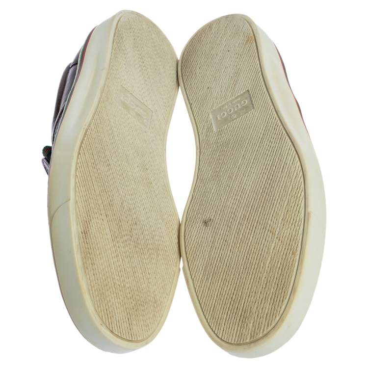 Pre Owned Gucci Dark Brown Guccissima Leather Slip On Sneakers Size 42