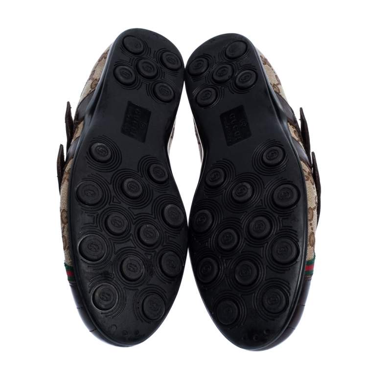 Pre Owned Gucci Dark Brown Guccisima Canvas and Leather Velcro Sneakers Size 39.5