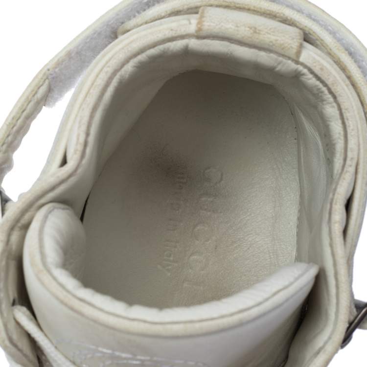 Pre Owned Gucci White Leather New Basketball High Top Sneakers Size 42.5
