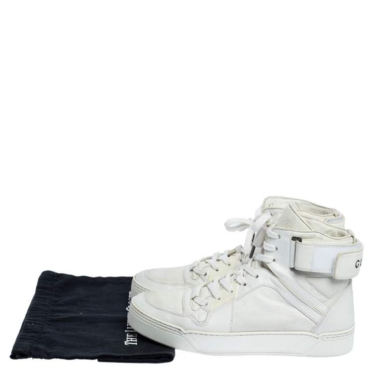 Pre Owned Gucci White Leather New Basketball High Top Sneakers Size 42.5