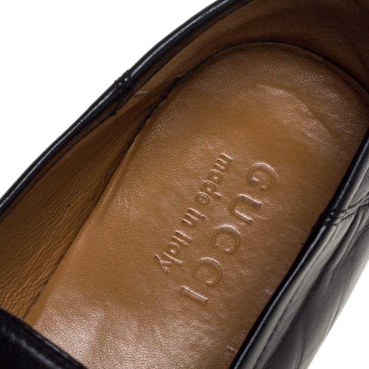 Pre Owned Gucci Black Leather Brixton Wolf Applique Horsebit Loafers Size 40