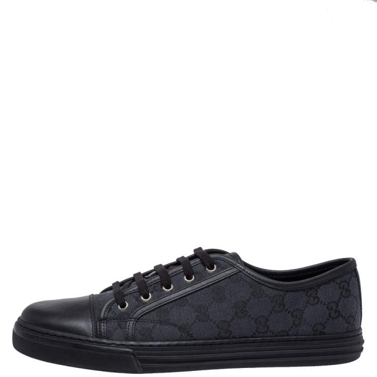 Gucci Black/Navy Blue Leather And GG Canvas 'California' Low Top Sneakers  Size  Gucci | TLC
