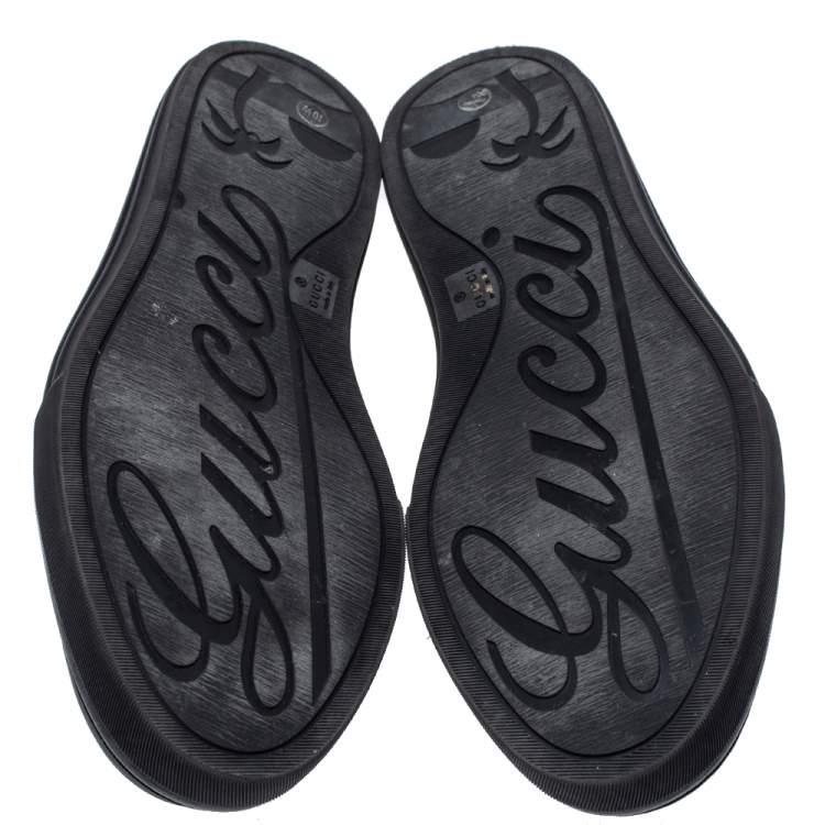 Pre Owned Gucci Black/Navy Blue Leather And GG Canvas 'California' Low Top Sneakers Size 44.5