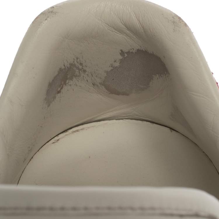 Pre Owned Gucci White Leather Ace Dragon Embroidered Low Top Sneakers Size 41.5