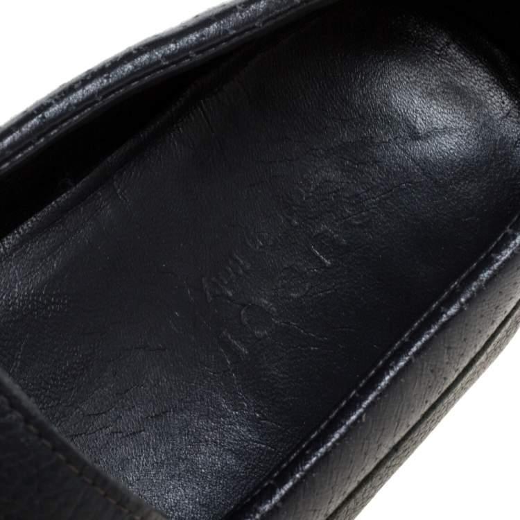 Pre Owned Gucci Blue Leather Web Detail Loafers Size 41.5