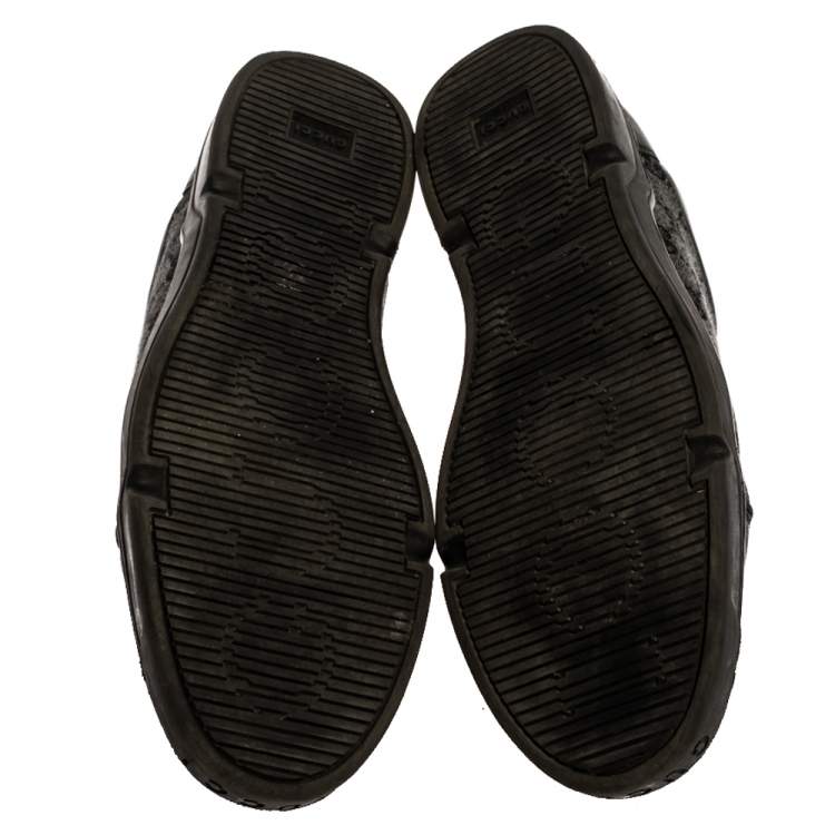 Pre Owned Gucci Grey/Black GG Supreme Canvas And Leather Sneakers Size 43