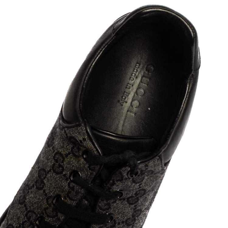 Pre Owned Gucci Grey/Black GG Supreme Canvas And Leather Sneakers Size 43