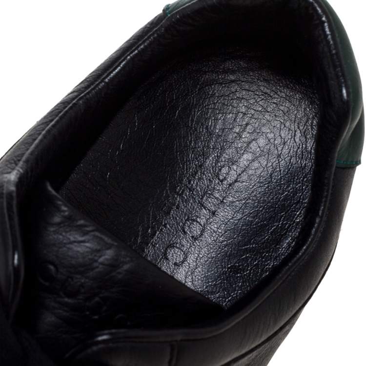 Pre Owned Gucci Black Leather Interlocking G Logo Low Top Sneakers Size 42